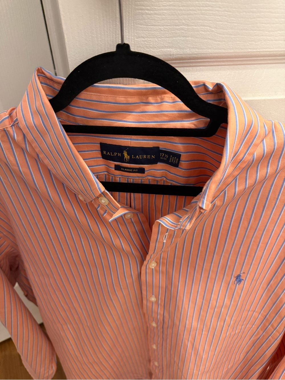 Ralph Lauren Orange and Blue Striped Button-Down Shirt - Picture 2 of 2